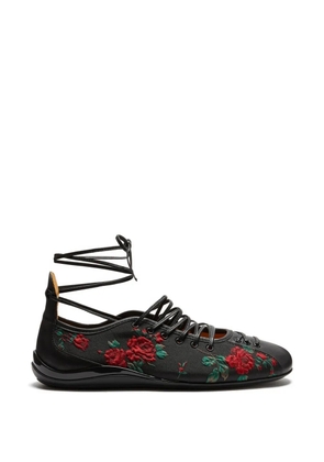 LILI CURIA Isolde rose jacquard ballet sneakers - Black