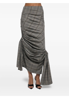 ANOUKI check-pattern draped asymmetric skirt - Grey