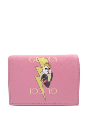 Gucci Pre-Owned 2015-2026 BNF Textured Dollar Calfskin Bananya Print Bifold Wallet. small wallets - Pink