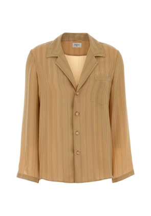 Saint Laurent embroidered striped silk shirt - Neutrals