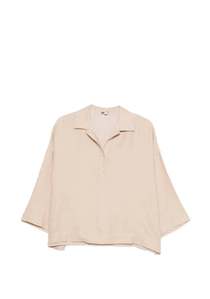 Eleventy spread-collar short-sleeve blouse - Neutrals