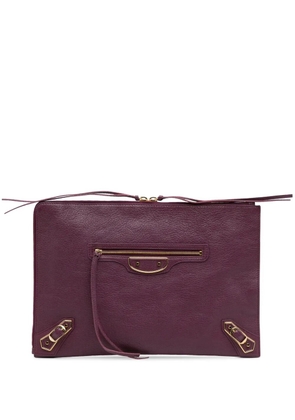 Balenciaga Pre-Owned 2017 Goatskin Motocross Classic Metallic Edge clutch bag - Purple