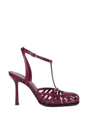 POTAMY T-strap caged leather pumps - Pink