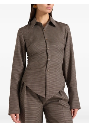 Manière De Voir Sonia houndstooth cinch shirt - Brown