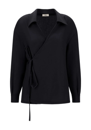 Herno wrap-effect collared top - Black