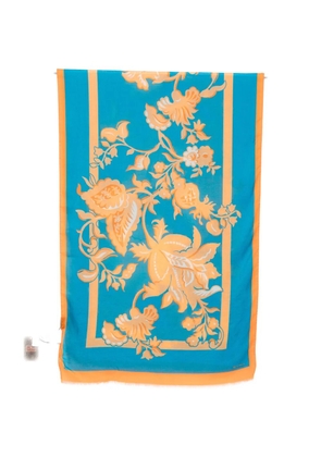 ETRO floral border scarf - Blue