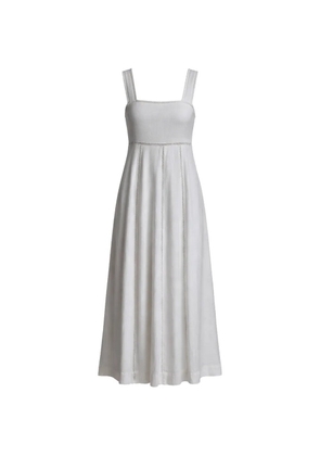 DKNY tie-back sleeveless midi linen dress - White