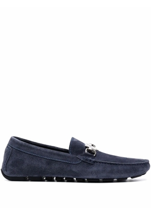 Philipp Plein suede logo plaque moccasins - Blue