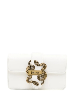 Just Cavalli snake-detail clutch bag - White