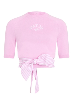 Patou bow-detail logo T-shirt - Pink
