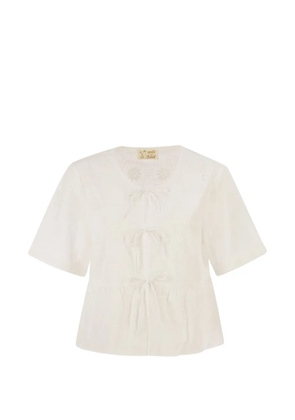MC2 Saint Barth broderie anglaise bow top - White