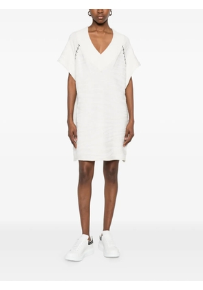 Just Cavalli V-neck stitch-detail mini dress - White