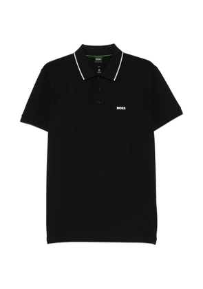 BOSS tipped cotton polo shirt - Black