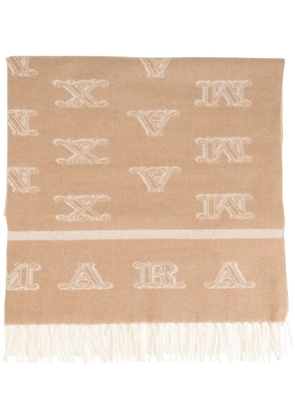 Max Mara embroidered logo pattern scarf - Neutrals