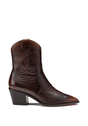 Santoni embroidered leather ankle boot - Brown