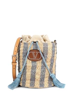 Valentino Garavani striped Vlogo bucket bag - Neutrals