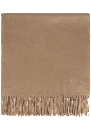 Max Mara embroidered-logo cashmere scarf - Brown