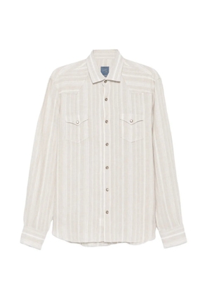 Barba striped flap-pockets shirt - Neutrals