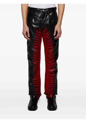 EARTHLING VIP Sun Ray leather flame-detail trousers - Black