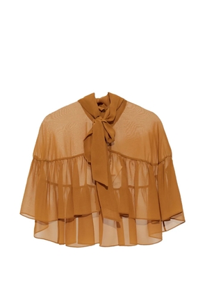 Max Mara tie neck ruffled jacket - Brown