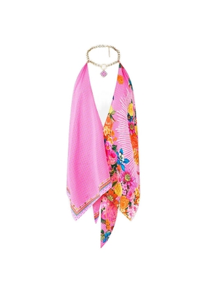 Camilla knotted floral-print top - Pink