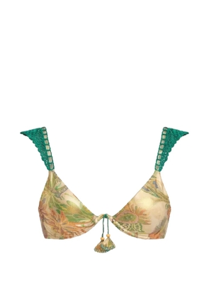 Del Maar paisley-print crochet-trim bikini top - Green