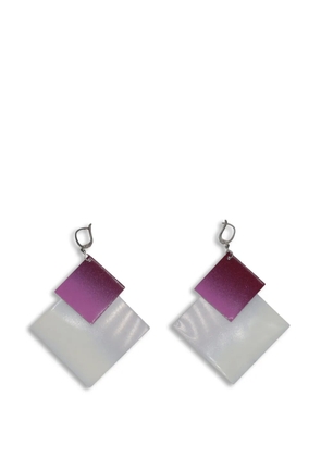 Vintage square drop earrings - White