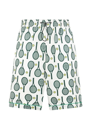 Philipp Plein tennis print drawstring shorts - White
