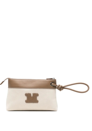 Max Mara logo-patch clutch bag - Neutrals
