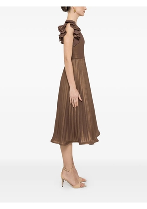 NISSA ruffled pleated midi dress - Brown