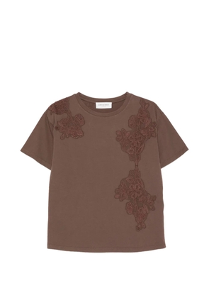 ERMANNO FIRENZE floral-appliqué T-shirt - Brown