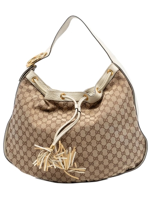 Gucci Pre-Owned 2016-2025 GG Canvas Interlocking Icon Drawstring Hobo shoulder bag - White
