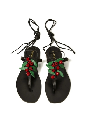 TWINSET cherries-detail lace-up sandals - Black