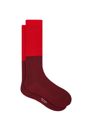 Paul Smith ribbed colourblock socks - Red