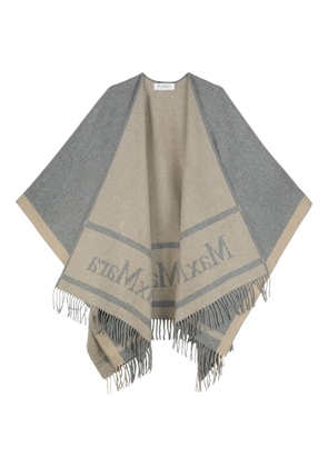 Max Mara fringed wool cape - Grey