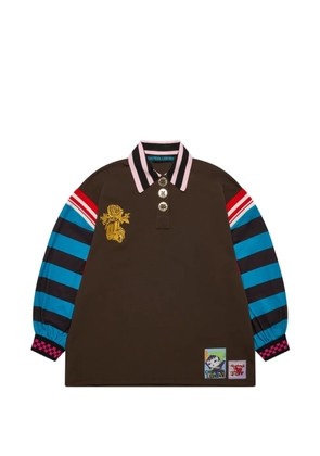 Chopova Lowena striped-sleeve polo top - Brown