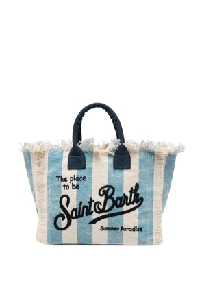 MC2 Saint Barth Colette striped fringed tote bag - Blue