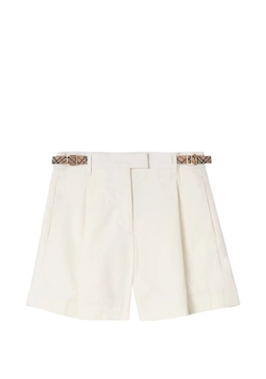 Burberry Check-trim cotton poplin shorts - White