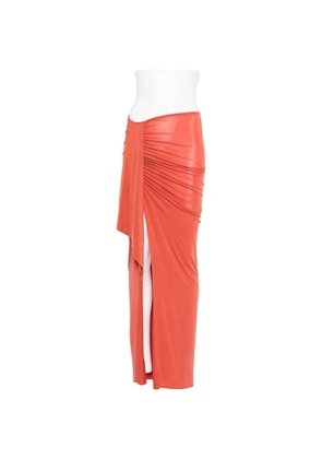 Balmain draped-detail slit maxi skirt - Orange