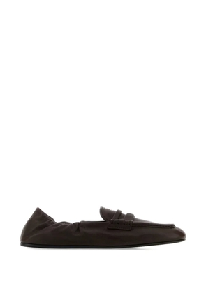 Miu Miu ruches leather loafers - Brown