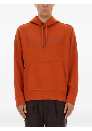 BOSS embossed-logo hoodie - Orange