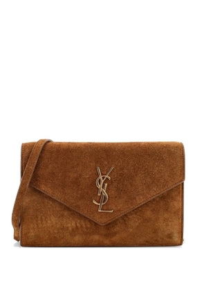 Saint Laurent Pre-Owned Classic Monogram Wallet on Chain Suede Small clutch bag - Brown