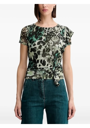 GUESS USA ruffled animal print blouse - Green