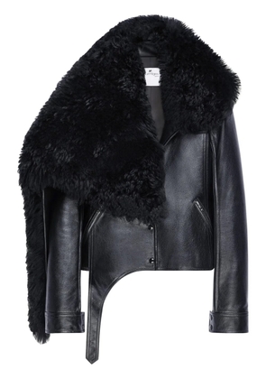 Courrèges shearling-collar leather jacket - Black