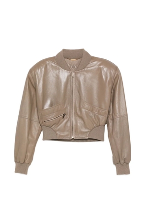 Chloé padded-shoulders leather crop jacket - Neutrals