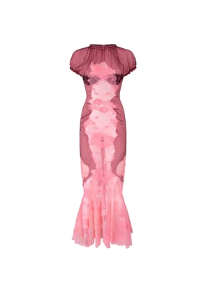 The Attico Lace geometric-pattern midi cotton dress - Pink