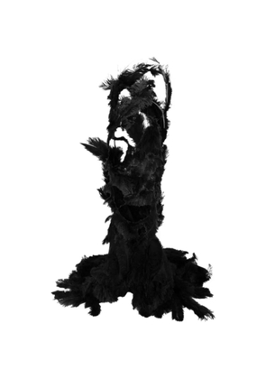 The Attico feather-details long dress - Black
