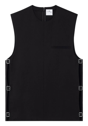 Courrèges buckle-detail sleeveless wool top - Black