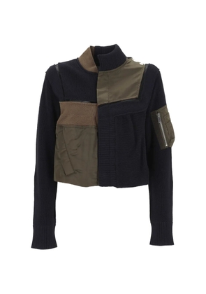 sacai patchwork zip jacket - Blue