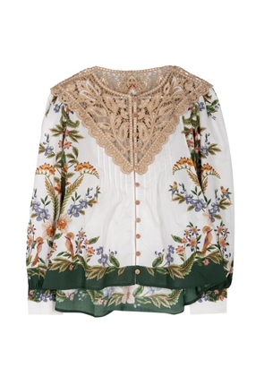 FARM Rio floral lace blouse - White